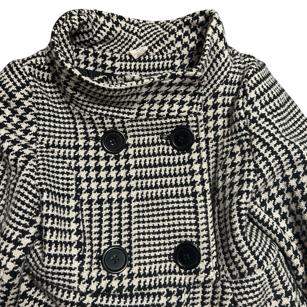 Nick &‎ Mo Black White Houndstooth Peacoat Jacket Women's Medium Double Breasted - Picture 16 of 16